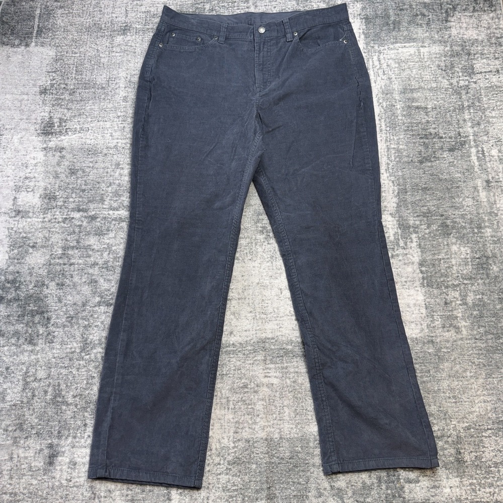 LL Bean Corduroy Pant Women 16 Iron Gray BeanFlex Straight Favorite Fit 5 Pocket